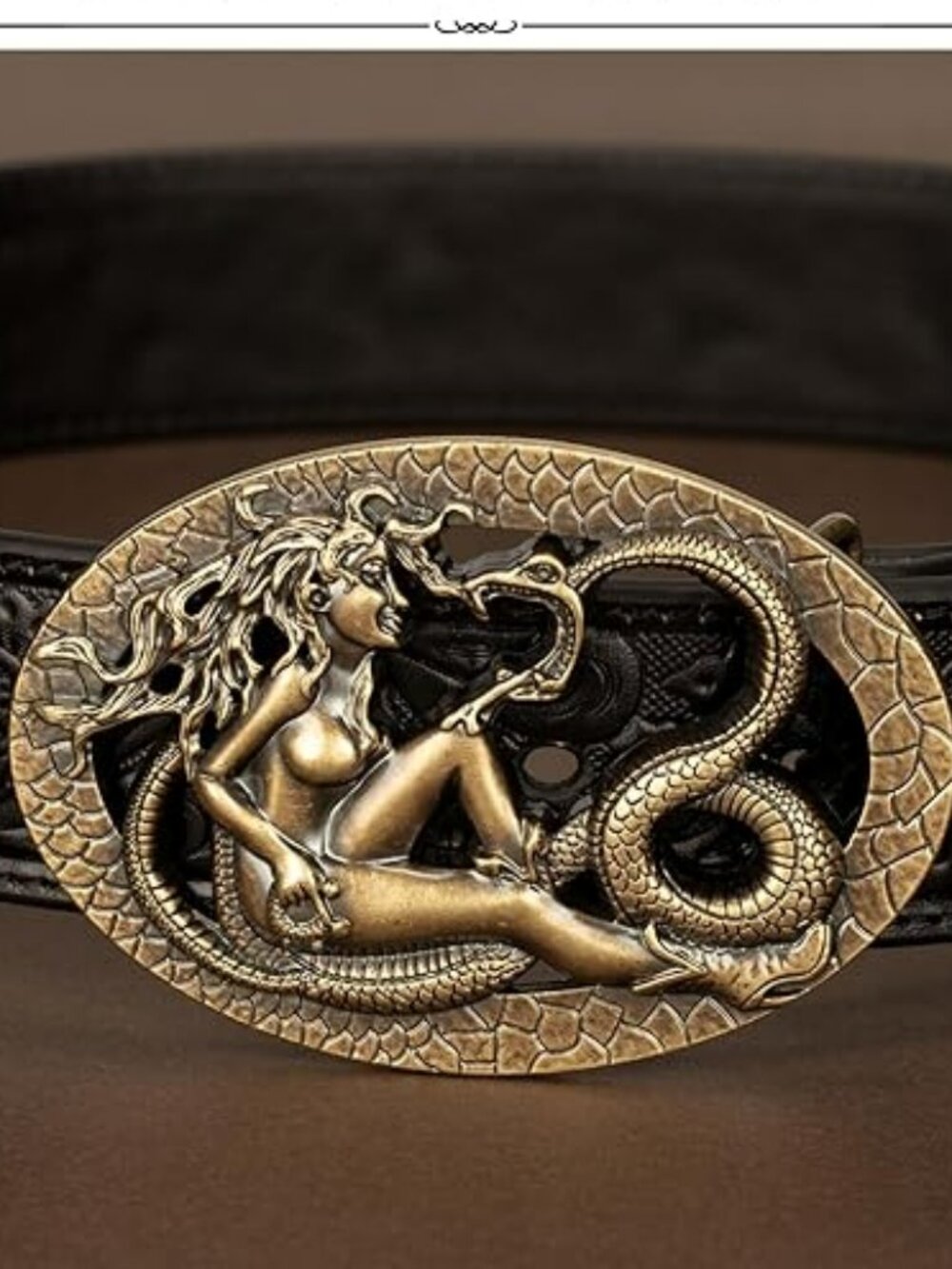 Western Cowboy Belt Buckle for Men Lady and Snake Antique Bronze Finish